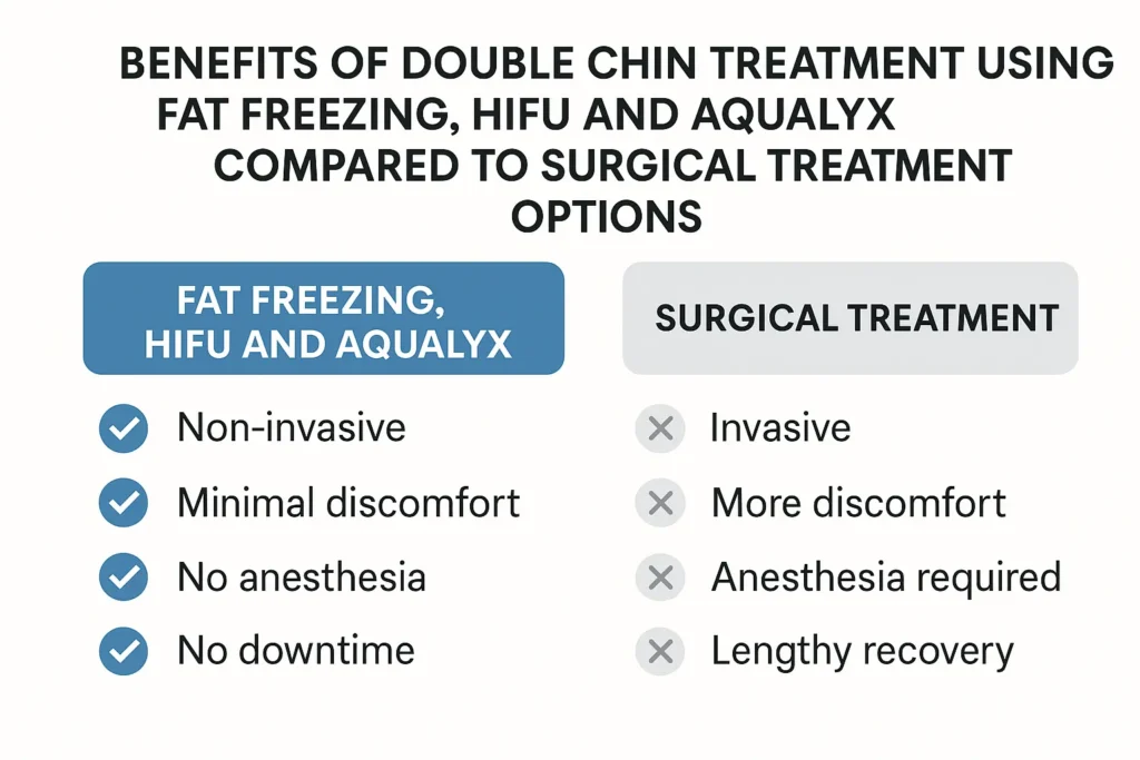 Graphic about the benefits of double chin treatment Hackney Wick - from LA LIPO