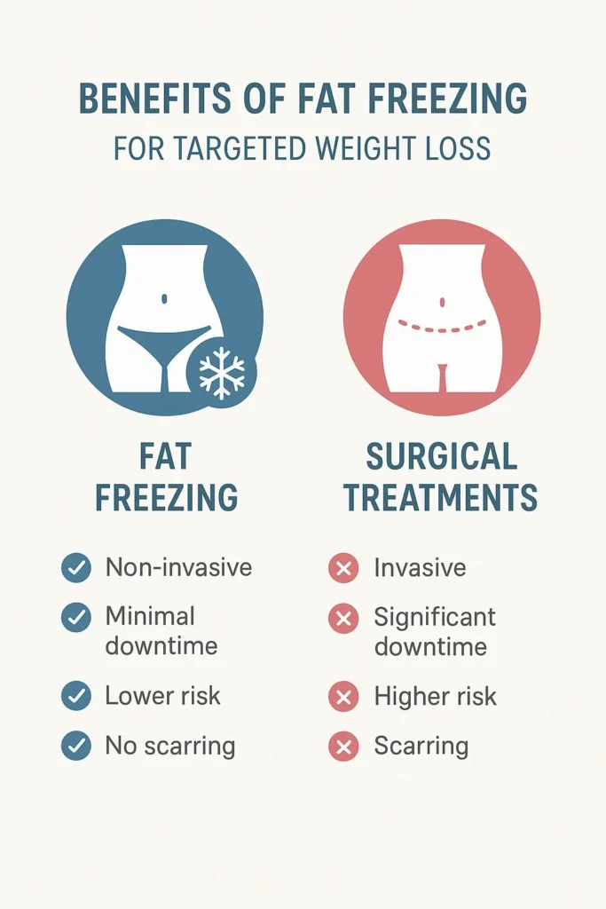 graphic showing the benefits of fat freezing Hackney Wick