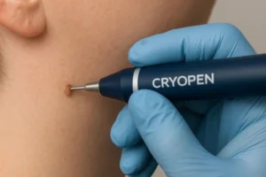 Person receiving skin tag removal Hackney Wick